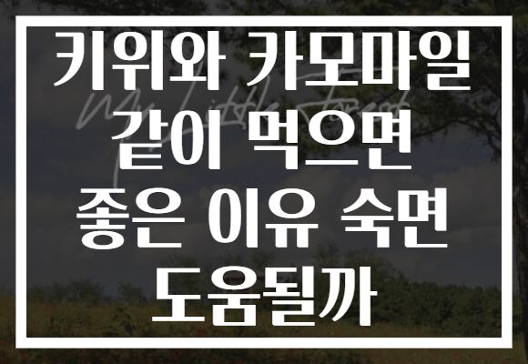 키위와 카모마일 같이 먹으면 좋은 이유 숙면 도움될까