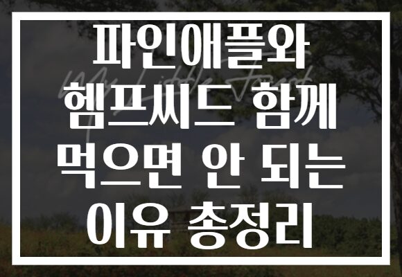 파인애플와 헴프씨드 함께 먹으면 안 되는 이유 총정리