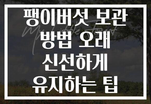 팽이버섯 보관 방법 오래 신선하게 유지하는 팁