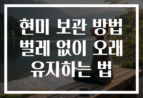 현미 보관 방법 벌레 없이 오래 유지하는 법