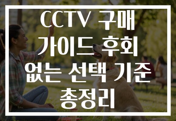 CCTV 구매 가이드 후회 없는 선택 기준 총정리