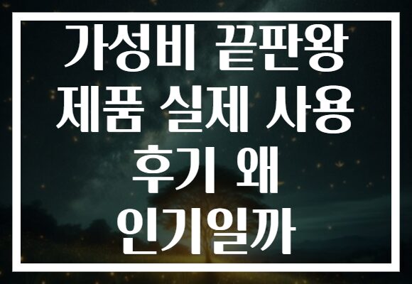 가성비 끝판왕 제품 실제 사용 후기 왜 인기일까