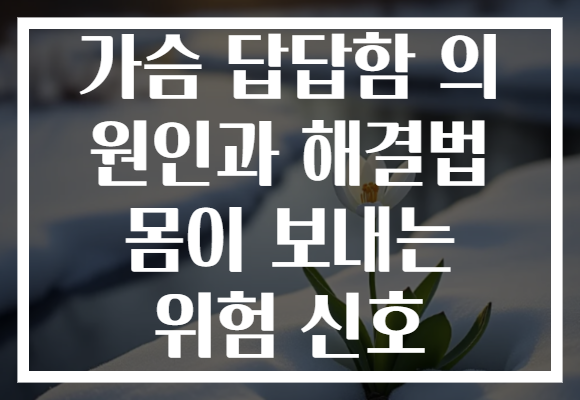 가슴 답답함 의 원인과 해결법 몸이 보내는 위험 신호