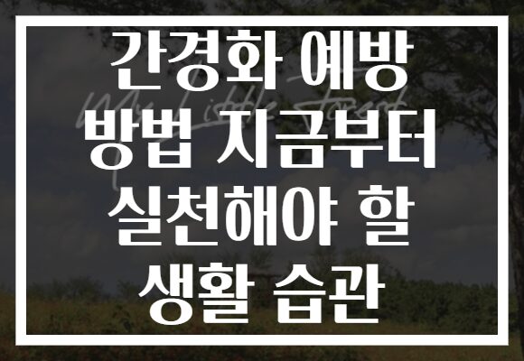 간경화 예방 방법 지금부터 실천해야 할 생활 습관
