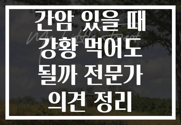 간암 있을 때 강황 먹어도 될까 전문가 의견 정리