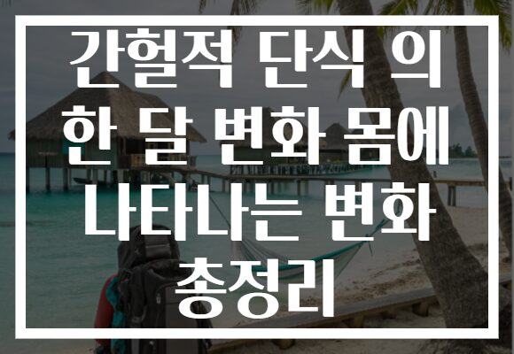 간헐적 단식 의 한 달 변화 몸에 나타나는 변화 총정리