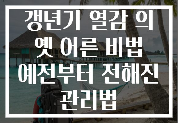 갱년기 열감 의 옛 어른 비법 예전부터 전해진 관리법