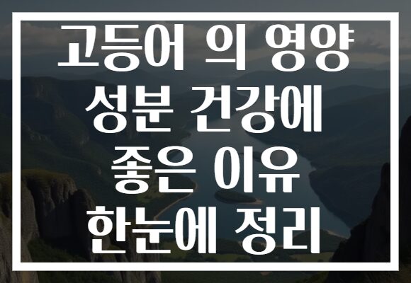 고등어 의 영양 성분 건강에 좋은 이유 한눈에 정리