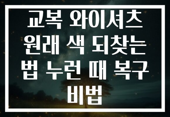 교복 와이셔츠 원래 색 되찾는 법 누런 때 복구 비법