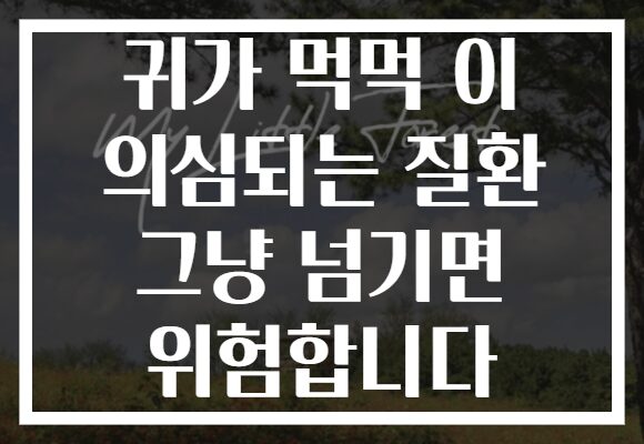 귀가 먹먹 이 의심되는 질환 그냥 넘기면 위험합니다