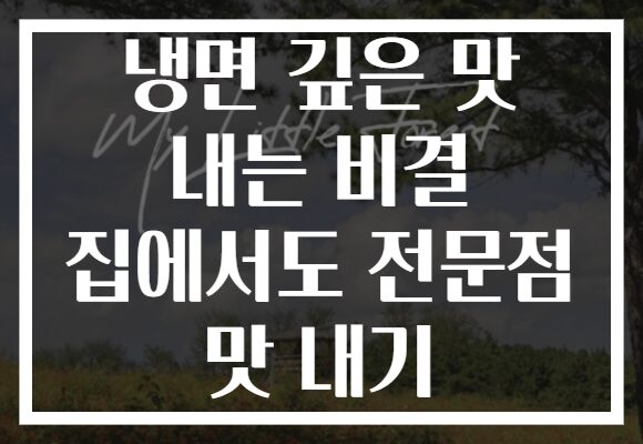 냉면 깊은 맛 내는 비결 집에서도 전문점 맛 내기