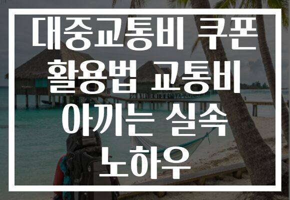 대중교통비 쿠폰 활용법 교통비 아끼는 실속 노하우