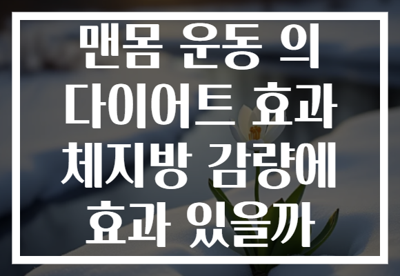 맨몸 운동 의 다이어트 효과 체지방 감량에 효과 있을까
