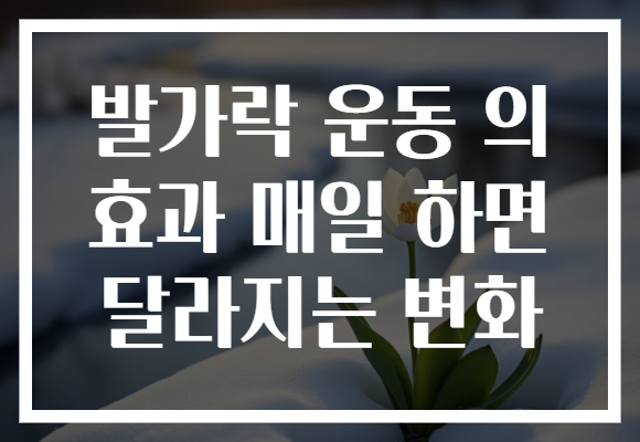 발가락 운동 의 효과 매일 하면 달라지는 변화