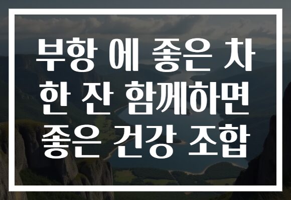 부항 에 좋은 차 한 잔 함께하면 좋은 건강 조합