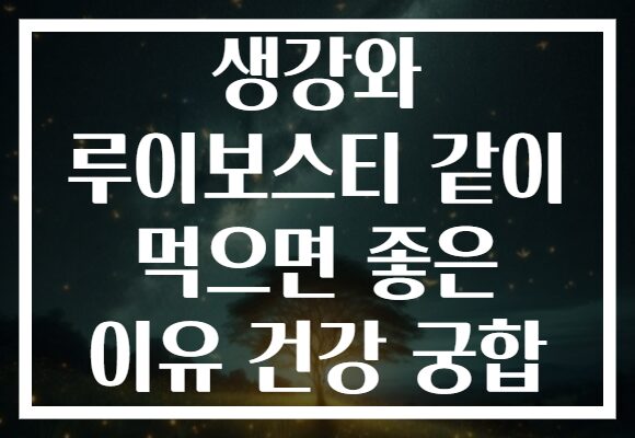 생강와 루이보스티 같이 먹으면 좋은 이유 건강 궁합