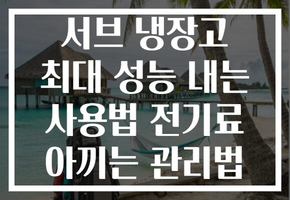 서브 냉장고 최대 성능 내는 사용법 전기료 아끼는 관리법