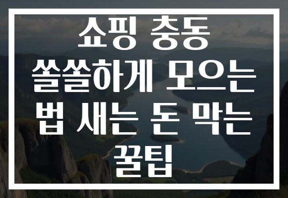 쇼핑 충동 쏠쏠하게 모으는 법 새는 돈 막는 꿀팁