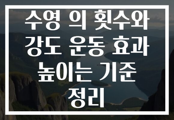 수영 의 횟수와 강도 운동 효과 높이는 기준 정리