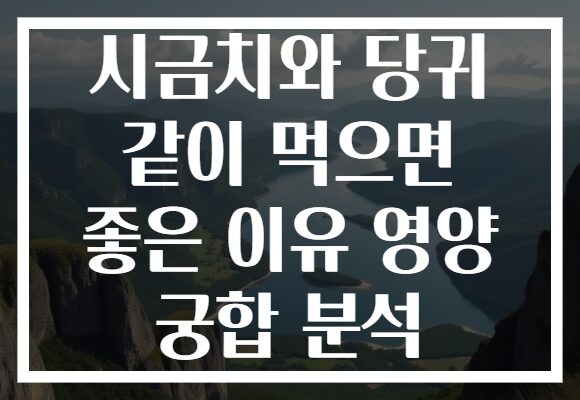 시금치와 당귀 같이 먹으면 좋은 이유 영양 궁합 분석
