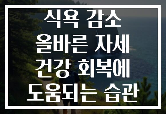 식욕 감소 올바른 자세 건강 회복에 도움되는 습관