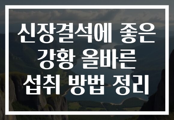 신장결석에 좋은 강황 올바른 섭취 방법 정리