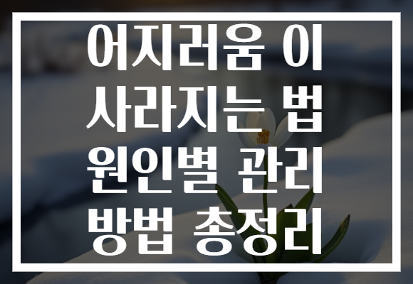 어지러움 이 사라지는 법 원인별 관리 방법 총정리