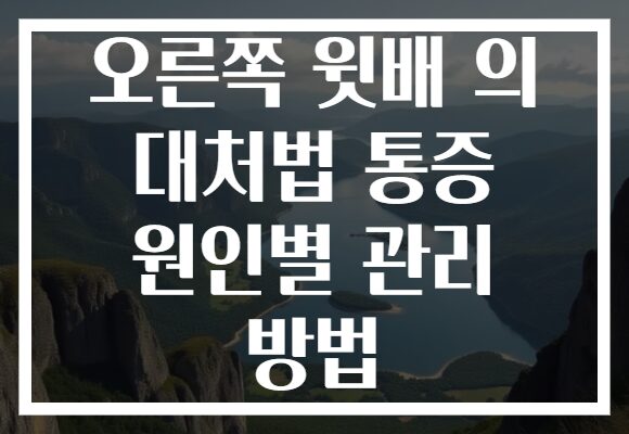 오른쪽 윗배 의 대처법 통증 원인별 관리 방법