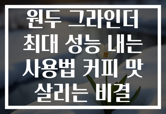 원두 그라인더 최대 성능 내는 사용법 커피 맛 살리는 비결