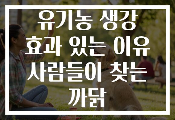 유기농 생강 효과 있는 이유 사람들이 찾는 까닭