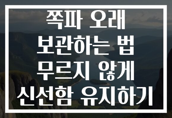 쪽파 오래 보관하는 법 무르지 않게 신선함 유지하기