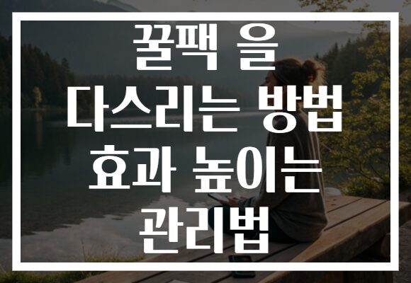 꿀팩 을 다스리는 방법 효과 높이는 관리법