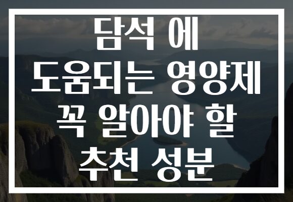 담석 에 도움되는 영양제 꼭 알아야 할 추천 성분