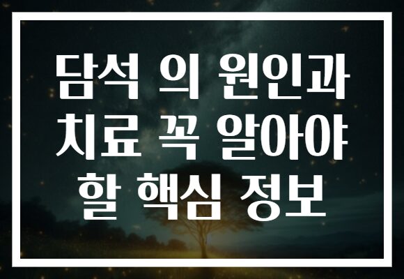 담석 의 원인과 치료 꼭 알아야 할 핵심 정보