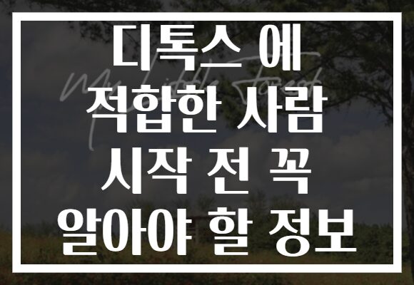 디톡스 에 적합한 사람 시작 전 꼭 알아야 할 정보