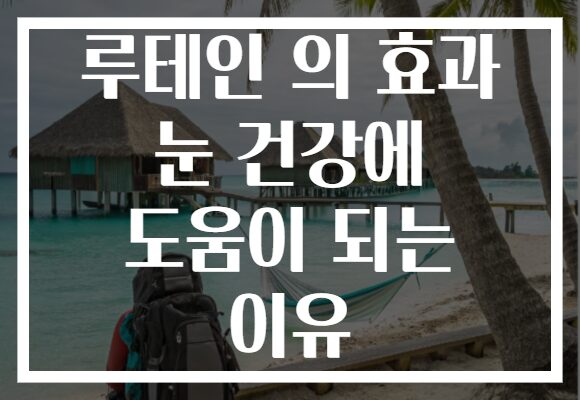 루테인 의 효과 눈 건강에 도움이 되는 이유