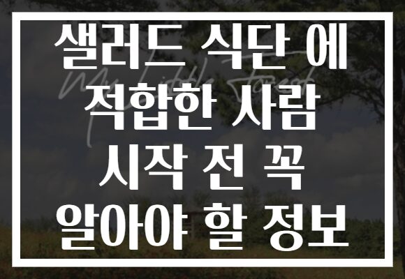 샐러드 식단 에 적합한 사람 시작 전 꼭 알아야 할 정보