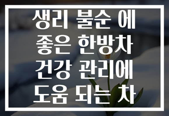 생리 불순 에 좋은 한방차 건강 관리에 도움 되는 차