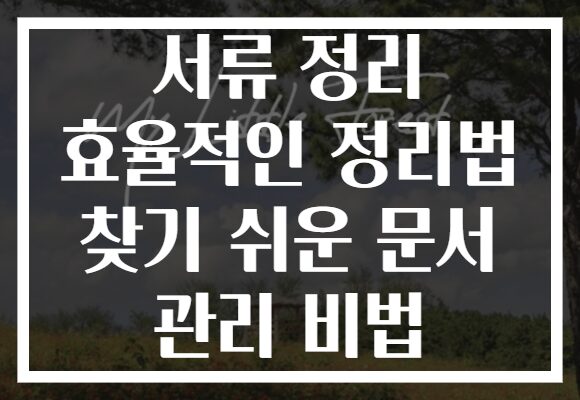 서류 정리 효율적인 정리법 찾기 쉬운 문서 관리 비법