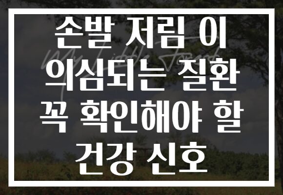 손발 저림 이 의심되는 질환 꼭 확인해야 할 건강 신호