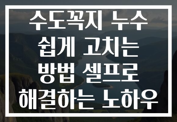 수도꼭지 누수 쉽게 고치는 방법 셀프로 해결하는 노하우