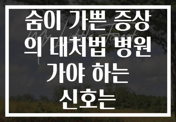 숨이 가쁜 증상 의 대처법 병원 가야 하는 신호는