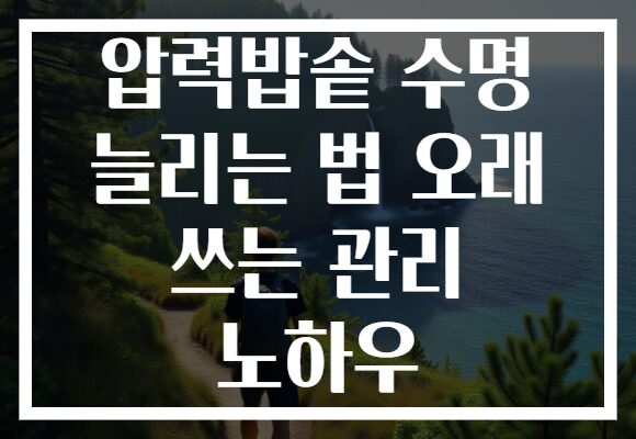압력밥솥 수명 늘리는 법 오래 쓰는 관리 노하우