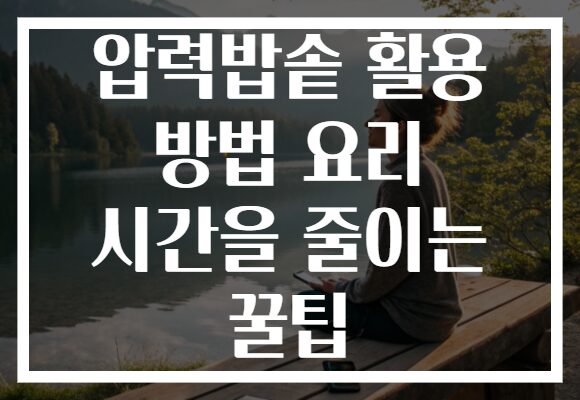 압력밥솥 활용 방법 요리 시간을 줄이는 꿀팁