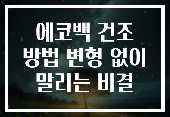 에코백 건조 방법 변형 없이 말리는 비결