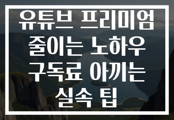 유튜브 프리미엄 줄이는 노하우 구독료 아끼는 실속 팁