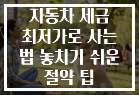 자동차 세금 최저가로 사는 법 놓치기 쉬운 절약 팁