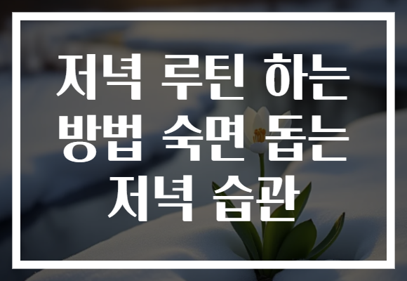 저녁 루틴 하는 방법 숙면 돕는 저녁 습관