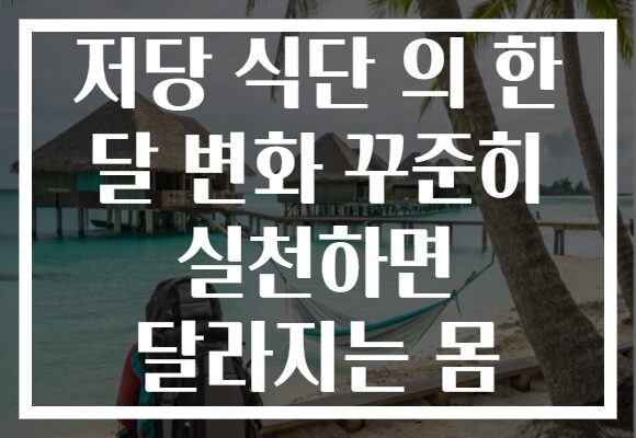저당 식단 의 한 달 변화 꾸준히 실천하면 달라지는 몸