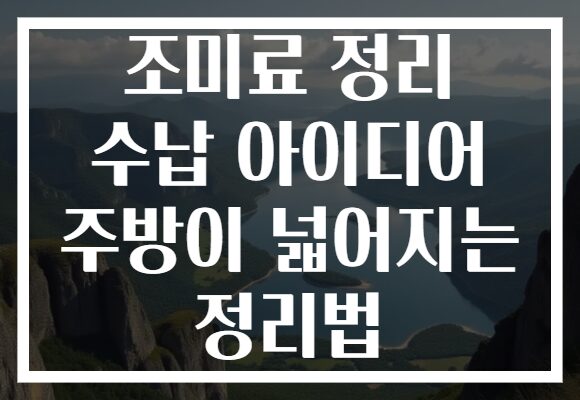 조미료 정리 수납 아이디어 주방이 넓어지는 정리법